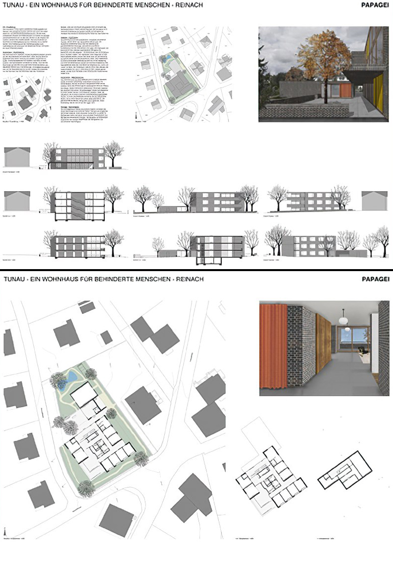 Abbildung Plan Wettbewerb Wohnhaus für behinderte Menschen Reinach