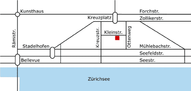 Karte Zürich Ausschnitt mit Kleinstrasse