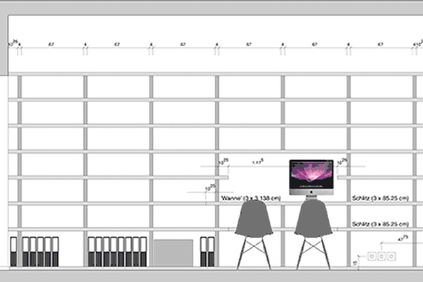 Abbildung Plan Bücherwand