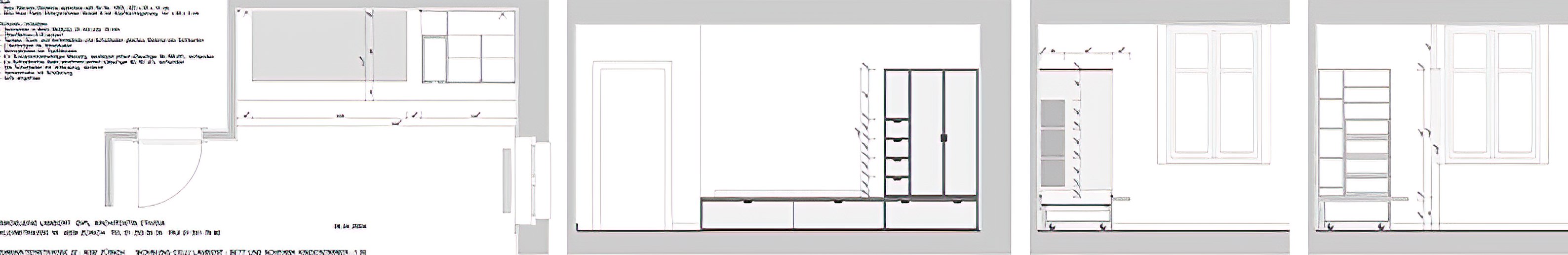 Abbildung Kindermöbel 01: Kombination Bett – Schrank – Regal