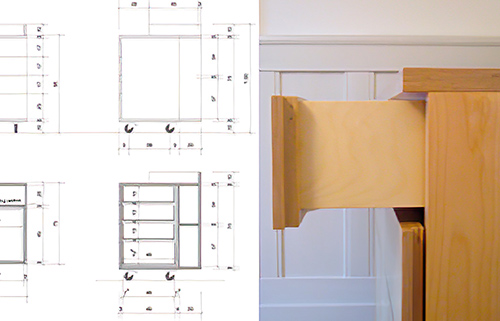 Abbildung Möbel Wickelkommode auf Rollen mit Schubladen und demontierbarem Wickelaufsatz